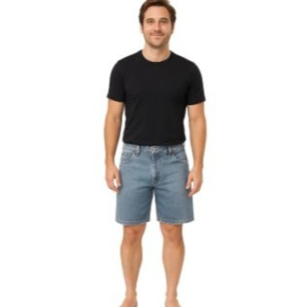 Wrangler Size 38 Reg Mens Relaxed Fit Light Blue Denim Shorts Casual Style Blue